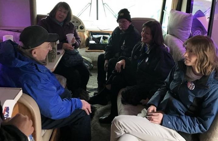 Galvin butters up Alaskan voters with hot cocoa and cookies in her RV.