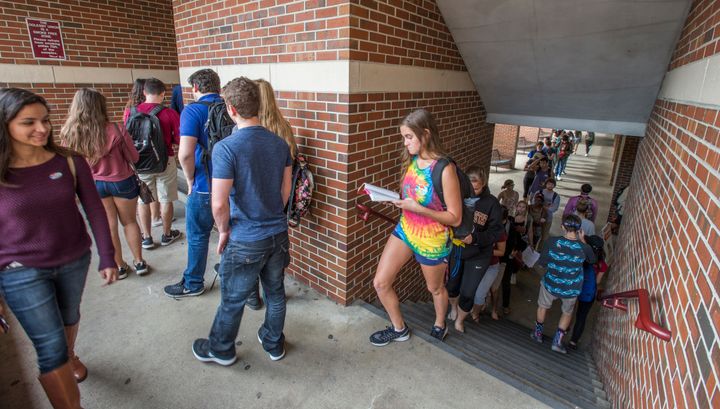 Students at Florida State University in Tallahassee line up to vote on Nov. 8, 2016. State officials banned on-campus early voting in 2014, an "intentionally" discriminatory move, according to a new court ruling.