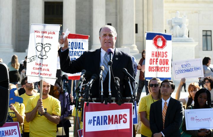 Rep. Dan Kildee (D-Mich.) speaks during an anti-gerrymandering demonstration outside the Supreme Court in Washington in October 2017.