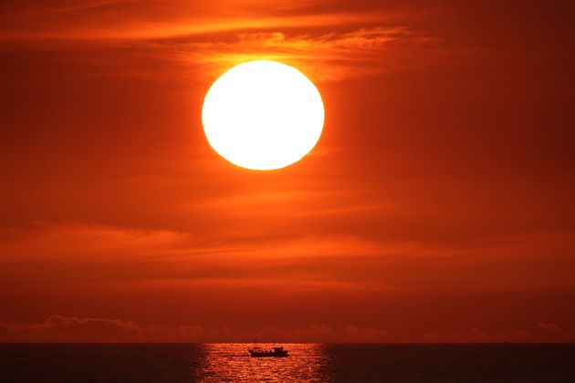 The sun rises at Cullercoats Bay on the north east coast. 