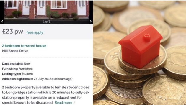 Rightmove has apologised over an advert it posted saying rent could be reduced for special favours