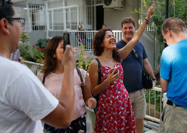 People from Resurrection Church welcome Brunson after he was released from prison in Izmir, Turkey on July 25, 2018.