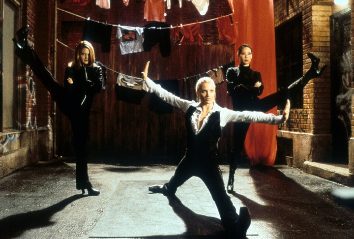 Drew Barrymore, Cameron Diaz and Lucy Liu in a scene from the film "Charlie's Angels."