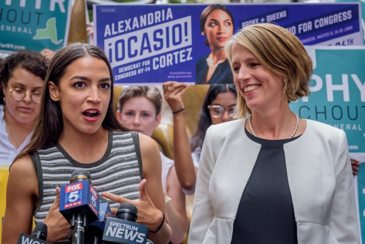 Here's Alexandria Ocasio-Cortez, a full-grown woman, at a New York City press conference.