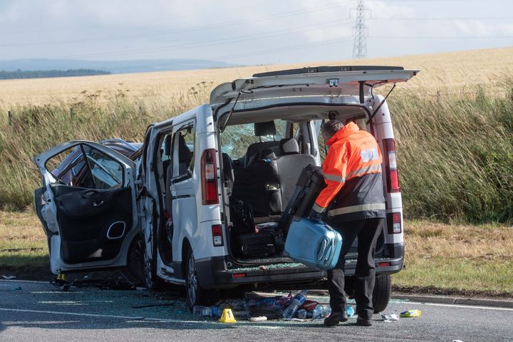 Five people have died and five more were injured after a crash between a minibus and a car.