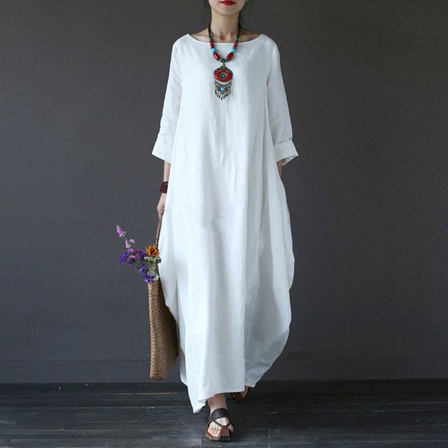 Solid Long Sleeve Maxi Shift Dress, one size, £15.16, <a href=