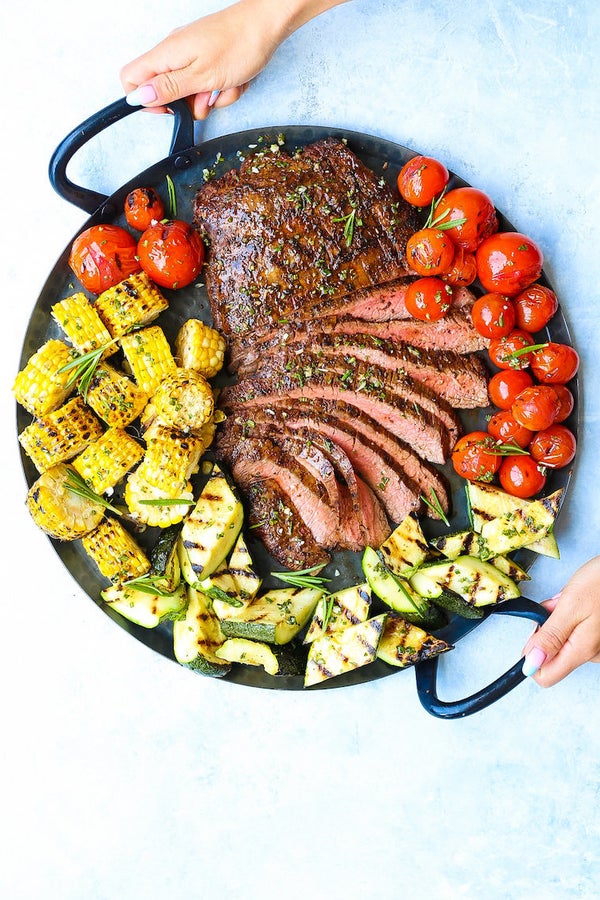 <strong>Get the&nbsp;<a href="https://damndelicious.net/2018/07/05/grilled-flank-steak-and-vegetables/" target="_blank">Grill