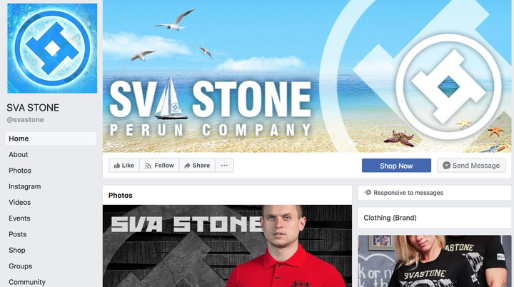 The page for Sva Stone, a Ukrainian clothing brand owned by a prominent neo-Nazi. 