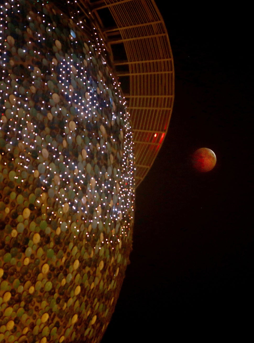 As it passes by Kuwait Towers in Kuwait City.