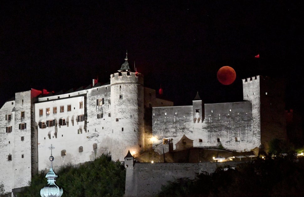 Over the Festung Hohensalzburg castle in Salzburg, Austria.