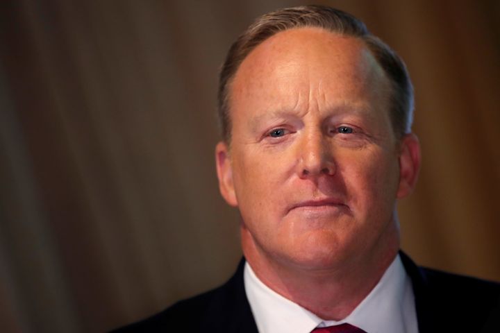 Sean Spicer promoting his new book at the unveiling of a wax figure of Melania Trump at Madame Tussauds in New York City.