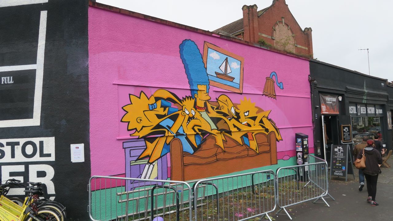 Bristol artist Soker was one of three people invited by "The Simpsons" to recreate Springfield's animated family at Upfest.