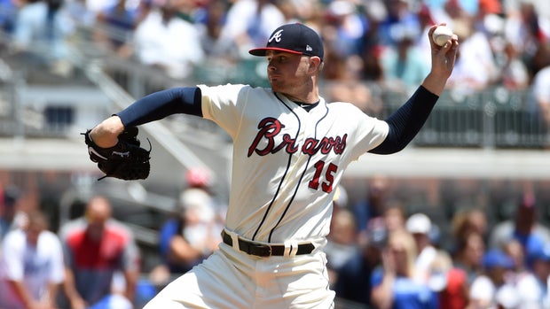 Jul 29, 2018; Atlanta, GA, USA; Atlanta Braves starting pitcher Sean Newcomb (15) on the mound against the Los Angeles Dodgers during the first inning at SunTrust Park. Mandatory Credit: Adam Hagy-USA TODAY Sports
