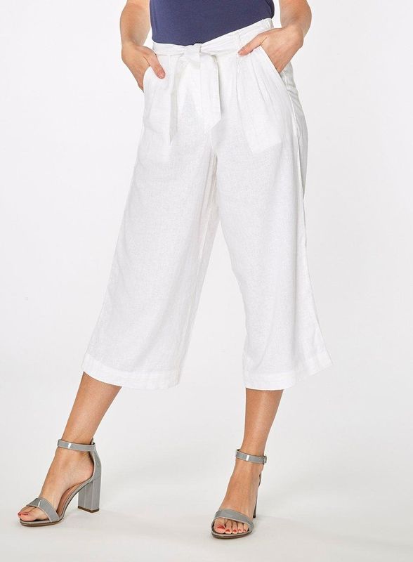 White Linen Culotte Trousers, size 10-18 available, £15, <a href=