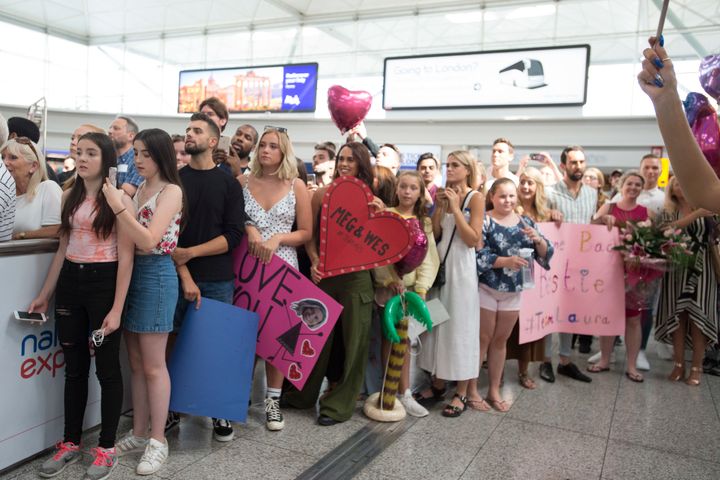 Many had waited hours to see a glimpse of the 'Love Island' stars