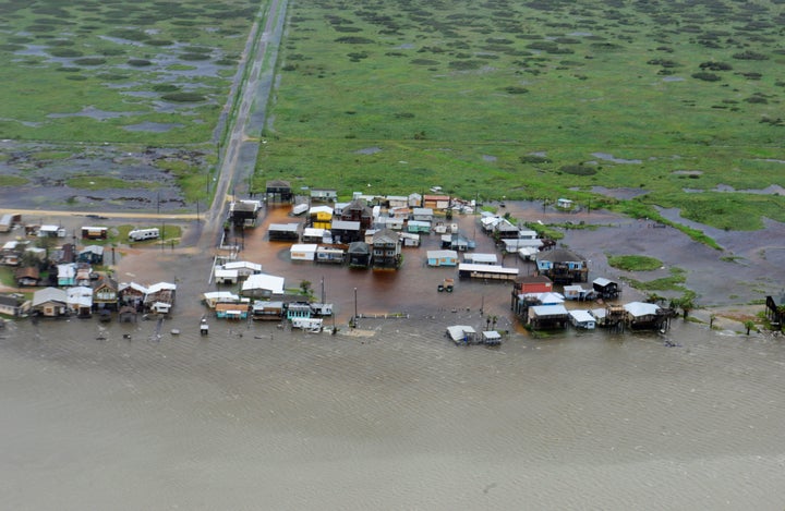 Housing surrounded by flooding caused by Hurricane Harvey in the Houston area. A shutdown could slow down the process of getting aid to disaster victims to rebuild.