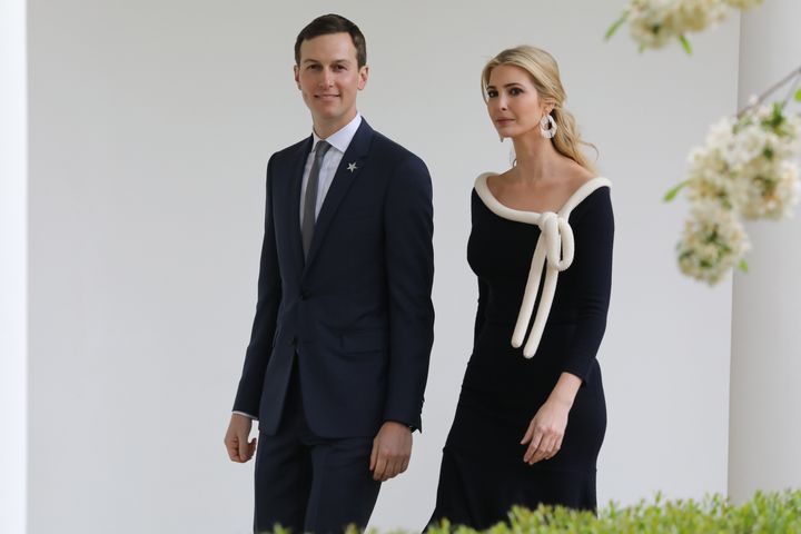 Jared Kushner and Ivanka Trump are seen at the White House on April 24.