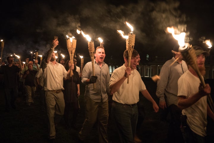 White nationalists march in Charlottesville, Virginia, in 2017.