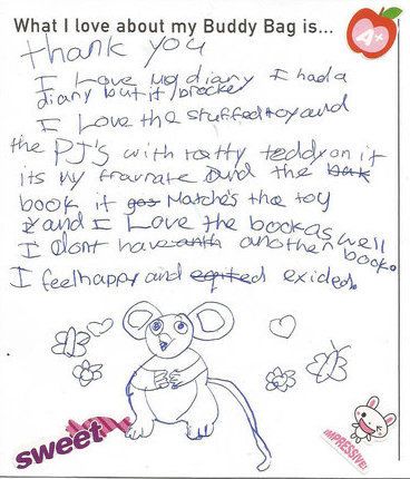 Another postcard from a child who loved the books. "I don't have another book," they wrote.