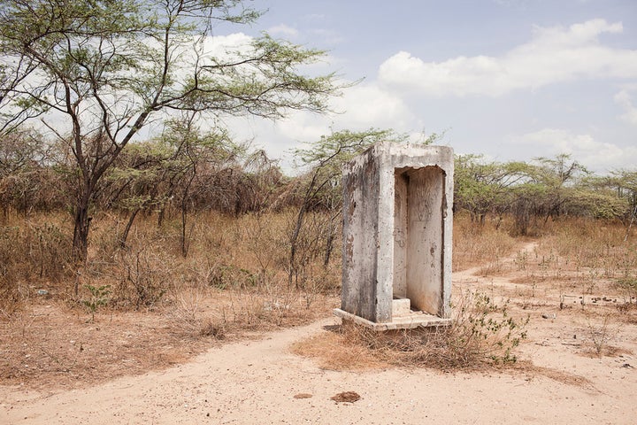 An abandoned toilet at Totcomana school, Colombia