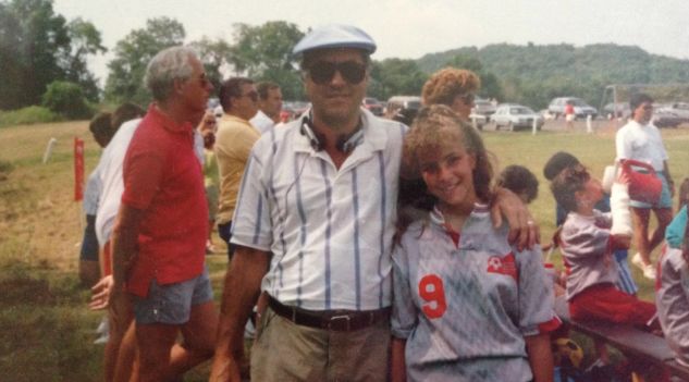 The author with her father in the 1990s.