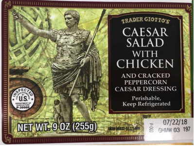 Health officials are advising the public to throw away dozens of salad and sandwich products like this one sold by Trader Joe