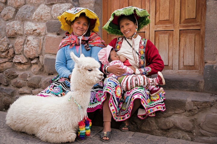 Tina Boyadjieva photographed a woman named Maryluz, her aunt, baby and their llama in Peru.