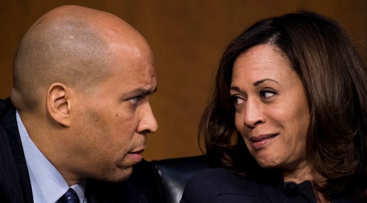Sen. Cory Booker (D-N.J.) and Sen. Kamala Harris (D-Calif.) are still centrists. But they and other Democrats with an eye on 2020 are now aiming their ideas at working people.