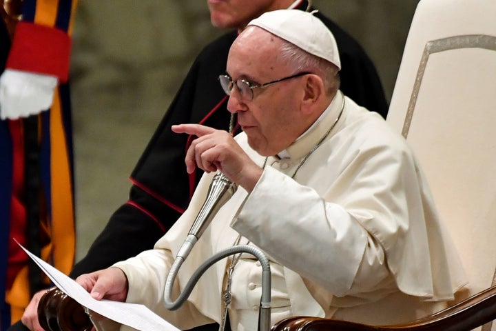 Pope Francis speaks during his weekly general audience at the Vatican on Aug. 1.