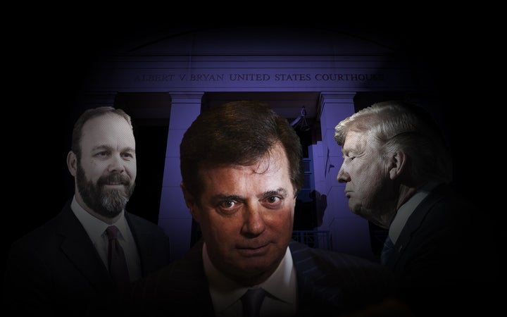 Rick Gates, left, Paul Manafort and Donald Trump.