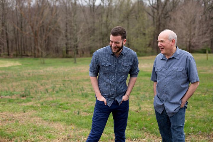 Justin Hiltner (left) is hopeful his new album with Jon Weisberger will be “the beginning of true representation for queer people in bluegrass.” 