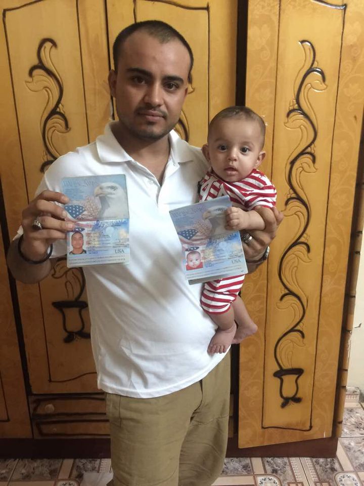 Hend Alghazali’s husband, Ismail Alghazali, with their 5-month-old son. Ismail Alghazali is an American citizen and may return to the U.S. at any time, but he refuses to leave his wife behind in Djibouti.