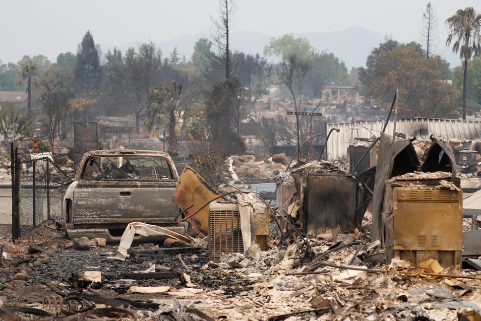 A charred neighborhood.