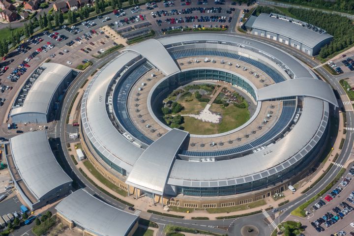 Aerial photograph of the Government Communications Headquarters, also known as GCHQ, Cheltenham, Gloucestershire.