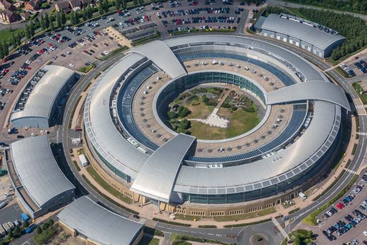 Aerial photograph of the Government Communications Headquarters, also known as GCHQ, Cheltenham, Gloucestershire.