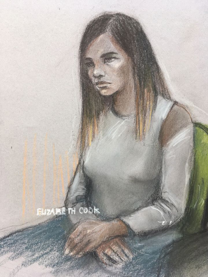 Court artist sketch of Safaa Boular appearing at the Old Bailey 