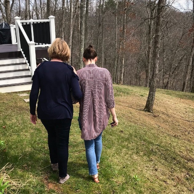 Walking with mom at home in West Virginia