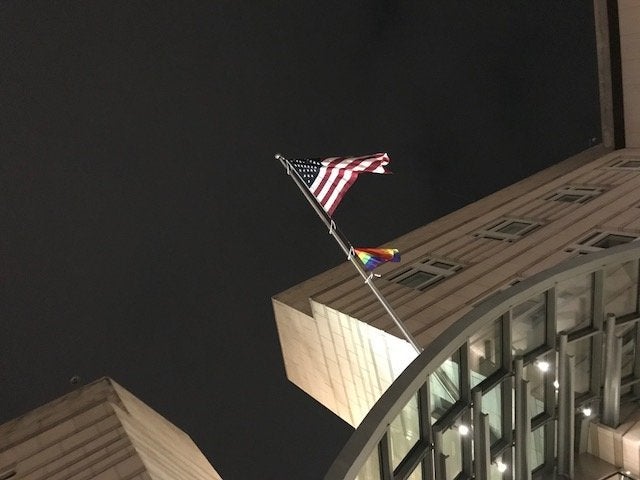 The front of the U.S. Embassy building in Berlin on July 28.