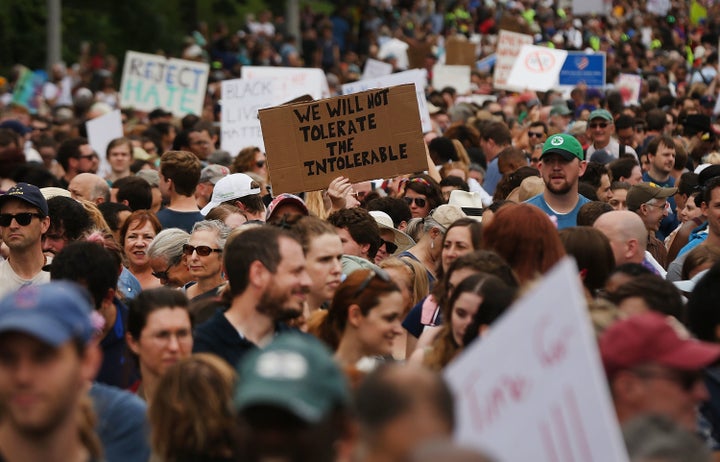 Thousands of protesters gathered in Boston last year to march against a planned "Free Speech Rally" just one week after the violent "Unite the Right" rally in Virginia left one woman dead and dozens more injured.