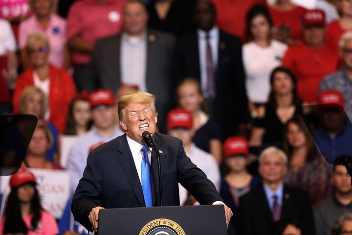 President Donald Trump speaks at a rally in Wilkes-Barre, Pennsylvania, on Thursday. Oh, dear.