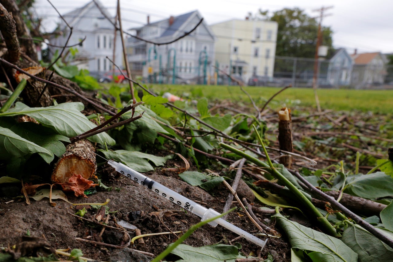 Discarded needles in parks and along the banks of the Merrimack River are a common sight in Lawrence, Massachusetts, reportedly the home of a fentanyl production hub.