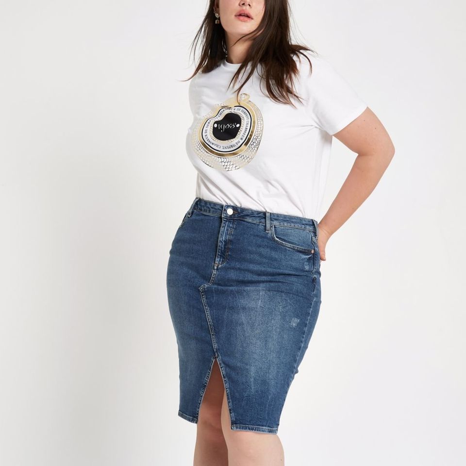 pille Bare gør tit 11 Flattering Plus-Size Denim Skirts For Women With Curves | HuffPost Life