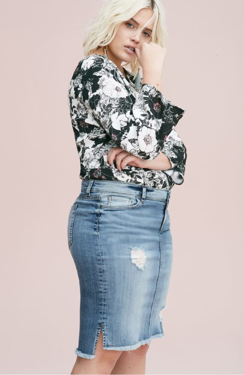 levi plus size denim skirt