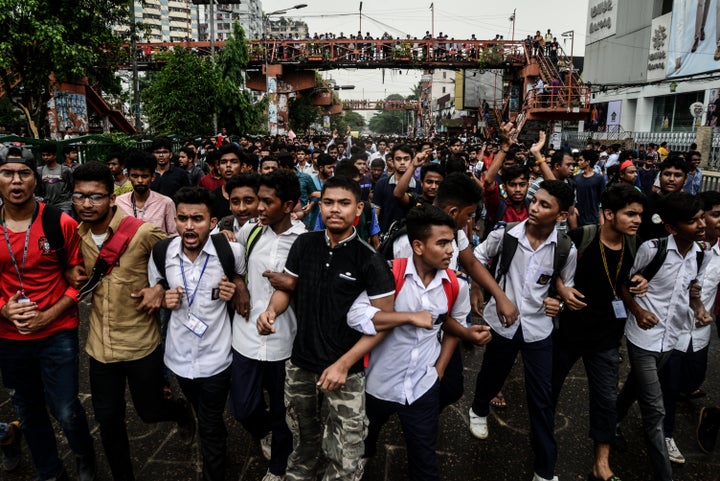 The protest is in the wake of two college students' deaths in a road accident. Bangladesh Prime Minister Sheikh Hasina urged