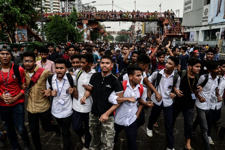 The protest is in the wake of two college students' deaths in a road accident. Bangladesh Prime Minister Sheikh Hasina urged students on Sunday to go home.