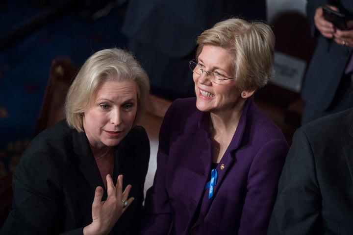 Two of the front-runners for the 2020 Democratic presidential nomination, Se. Kirsten Gillibrand and Sen. Elizabeth Warren.