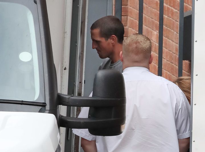 Michael Stirling, 32, leaves North Staffordshire Magistrates Court on Monday 