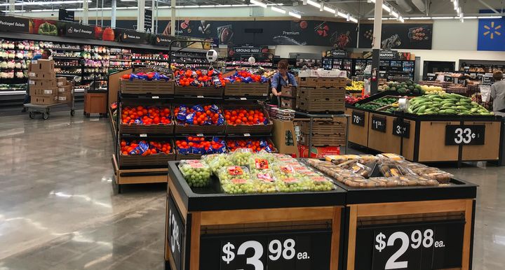 The produce section in the Walmart supercenter store in Salem, New Hampshire.