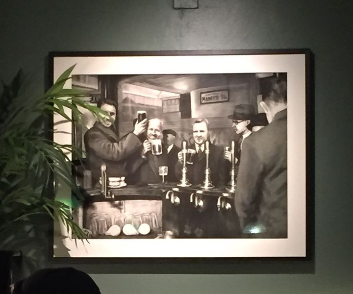 The new illustrated version of the historic photograph on display at Bar Hercules.