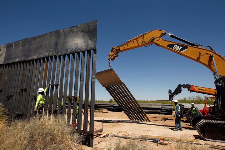 A bollard wall being built in Santa Teresa, New Mexico, on the U.S.-Mexico border on April 23. Construction of President Donald Trump’s promised border wall has not begun, and estimates for its cost range from $21.6 billion to $70 billion.